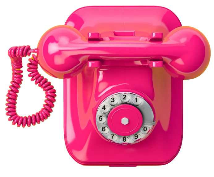 téléphone vintage rose pour contacter speechart